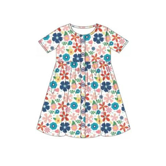 GSD1155 Flower Cute Baby Girls Party Wear Short Sleeve Kid Dress