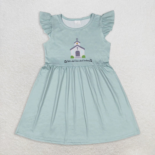 RTS NO MOQ Summer Baby Girls Dresses GSD1156 Church Flutter Sleeve Knee Length Dresses