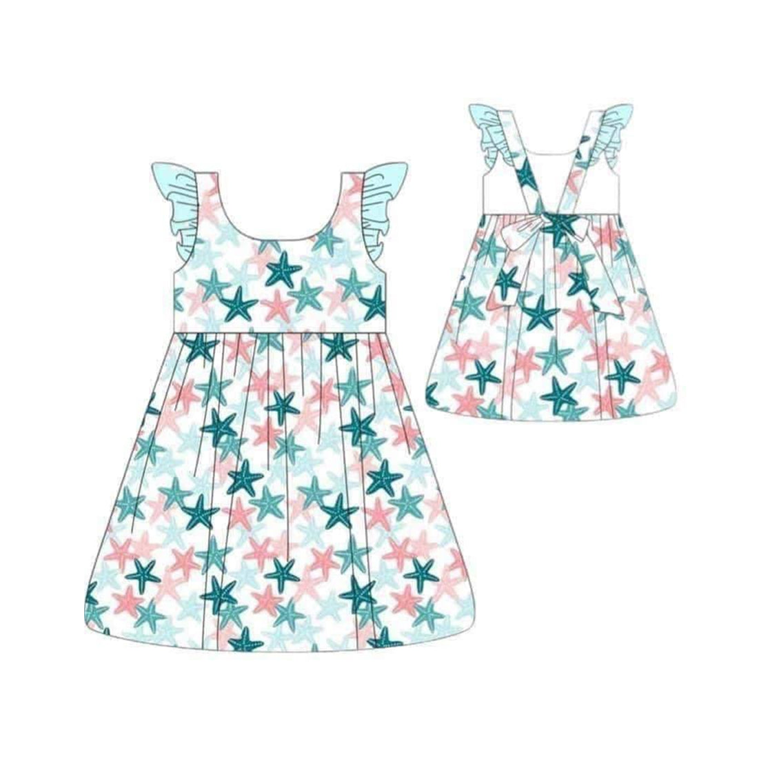 GSD1169 Stars Cute Baby Girls Wear Short Sleeve Kid Dresses