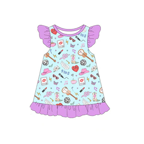 GSD1175 Purple Summer Baby Girls Wear Short Sleeve Kid Dress