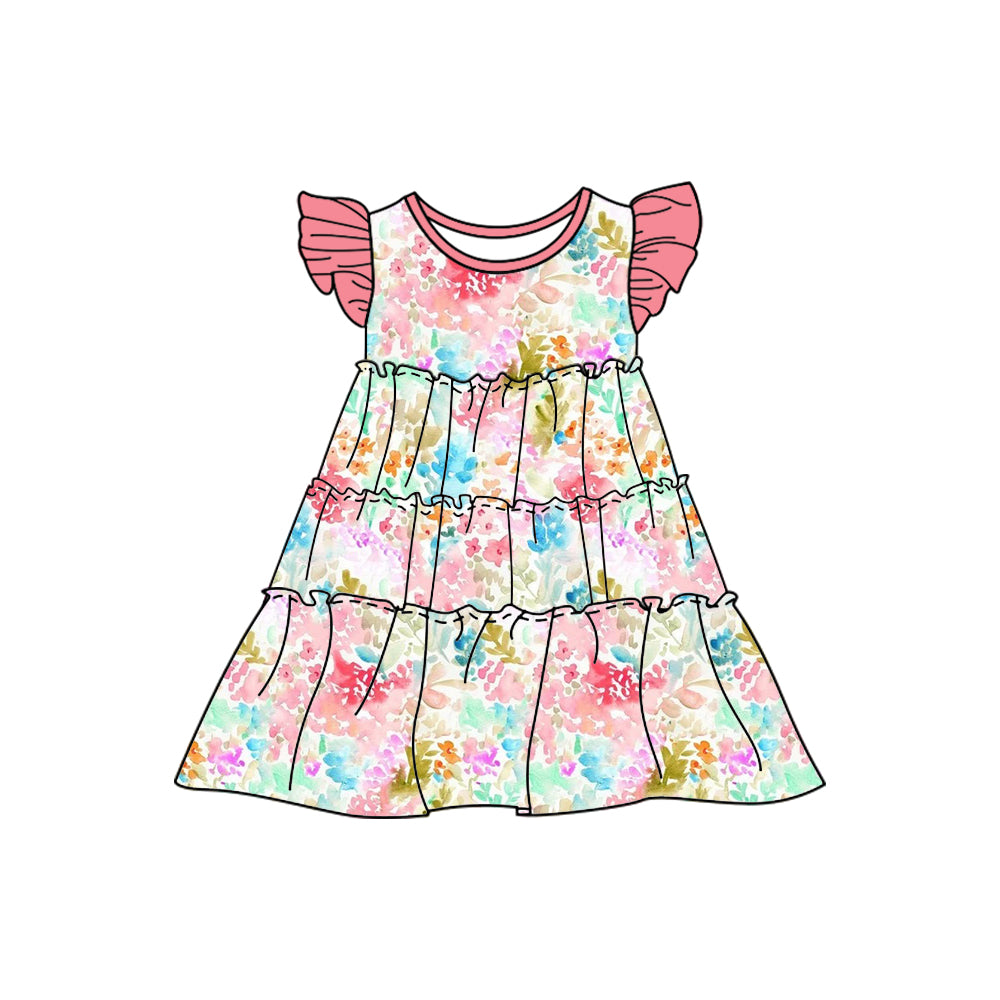 GSD1178 Flower Summer Baby Girls Wear Short Sleeve Kid Dress