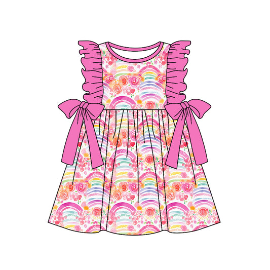 GSD1186 Pink Summer Girls Wear Short Sleeve Kid Twirl Dress