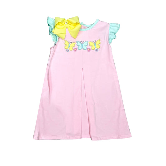 GSD1198 Pink Cute Girl Summer Short Sleeve Dress Kid Clothing