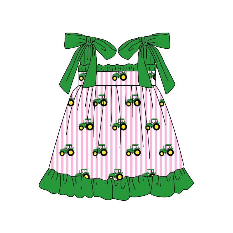 GSD1213 Green Cute Girl Summer Wear Short Sleeve Dress Kid Clothes