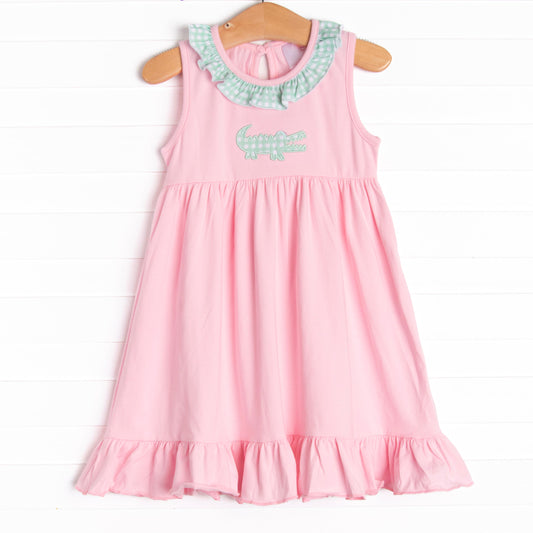 GSD1214 Pink Cute Girl Summer Wear Short Sleeve Dress Kid Clothes