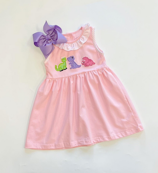 GSD1215 Pink Cute Girl Summer Wear Short Sleeve Dress