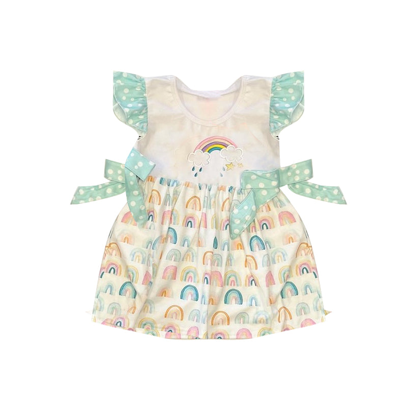 GSD1221 Rainbow Cartoon Cute Girl Summer Wear Short Sleeve Dress