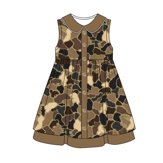 GSD1244 Camo Cute Girl Summer Short Sleeve Children Dress