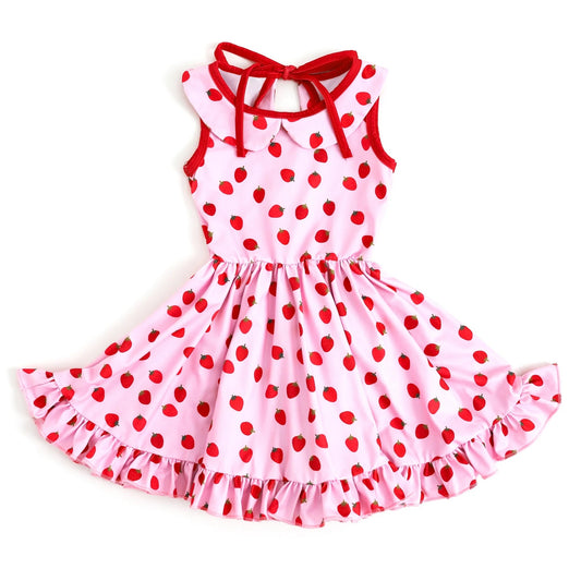 GSD1247 Pink Cute Girl Summer Short Sleeve Children Dresses