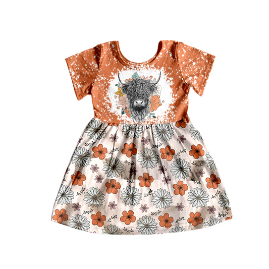 GSD1253 Cow Lovely Girl Summer Short Sleeve Children Dress