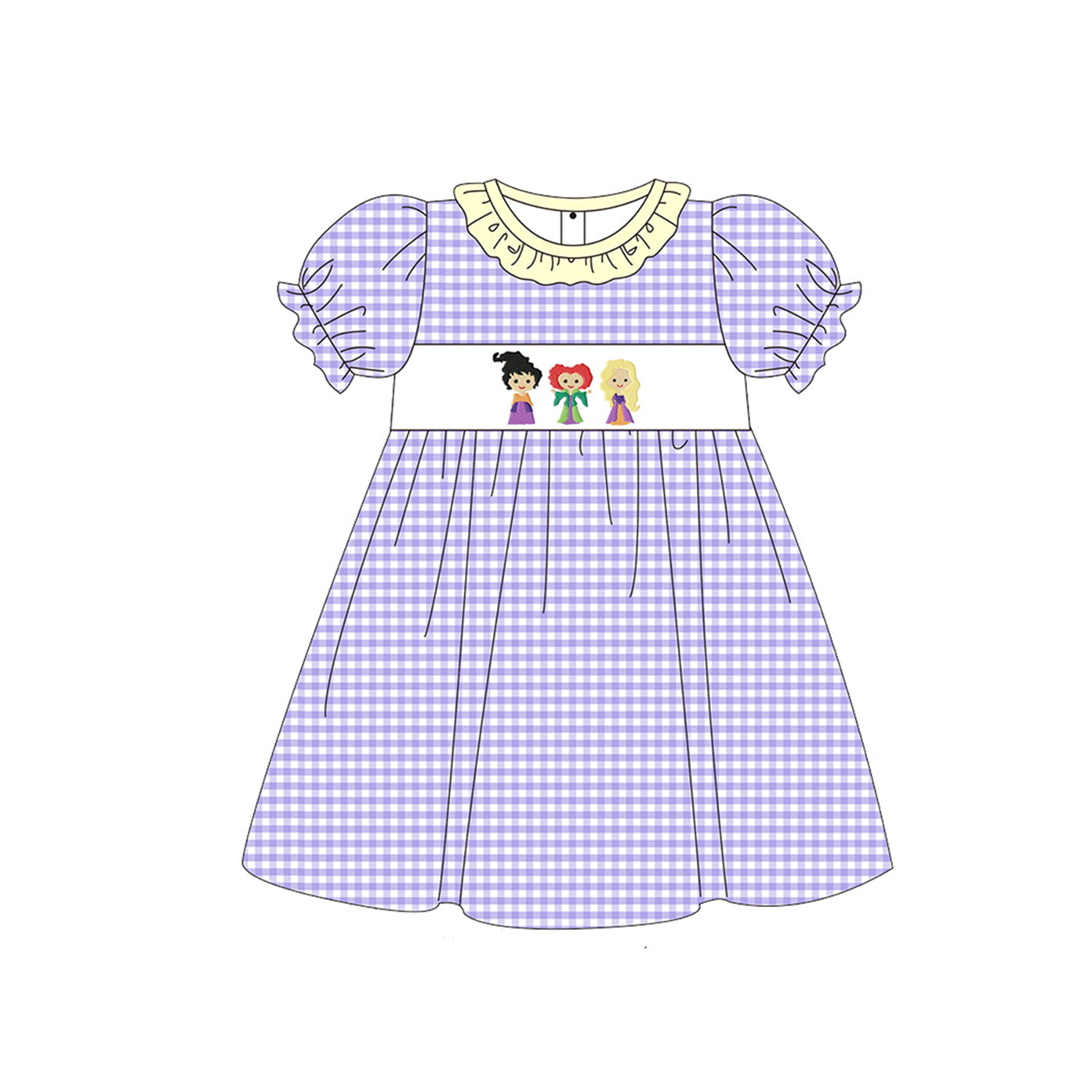 GSD1258 Purple Lovely Girl Summer Short Sleeve Children Dress