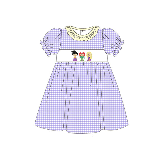 GSD1258 Purple Lovely Girl Summer Short Sleeve Children Dress