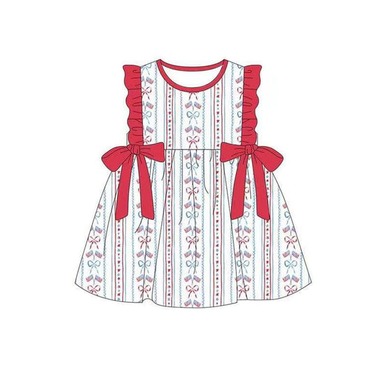 GSD1261 Red Ruffle Lovely Girl Summer Short Sleeve Children Dress