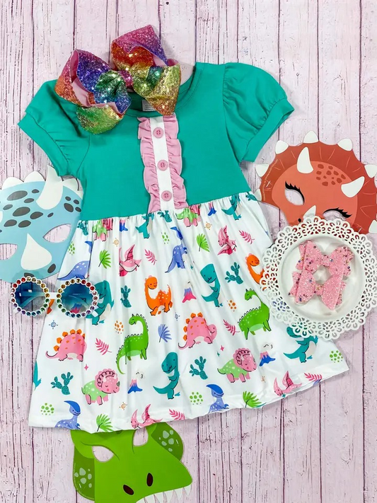 GSD1265 Green Summer Short Sleeve Kid Clothing Set Boutique Outfits