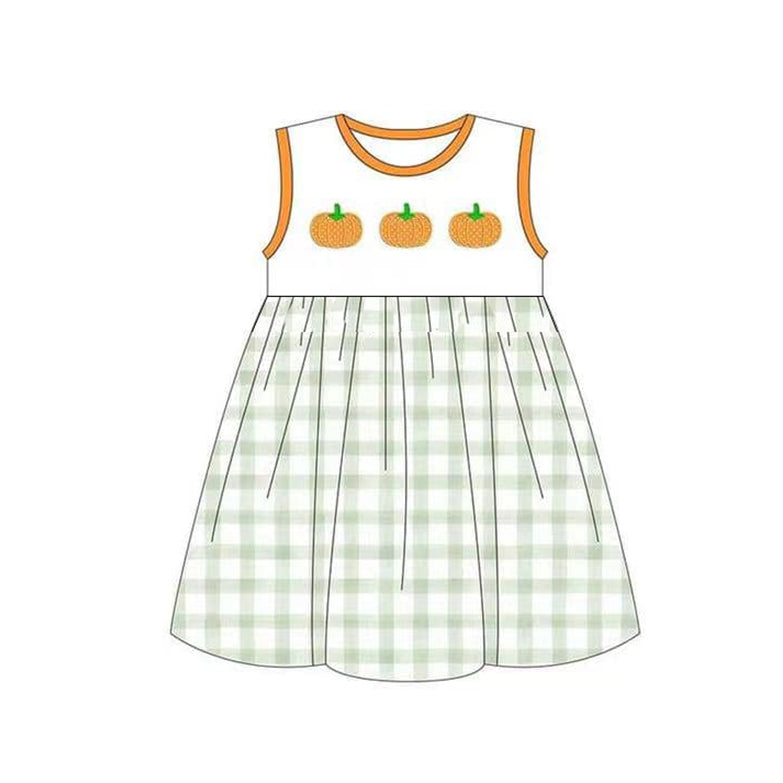 GSD1268 Orange Lovely Girl Summer Short Sleeve Children Dress