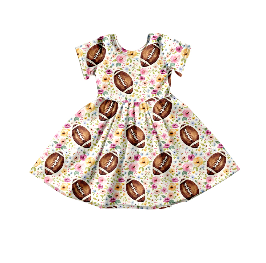 GSD1323 Football Girl Summer Design Short Sleeve Children Dresses