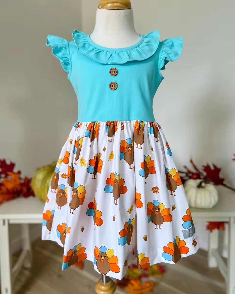 GSD1333 Turkey Girl Summer Design Short Sleeve Children Dresses