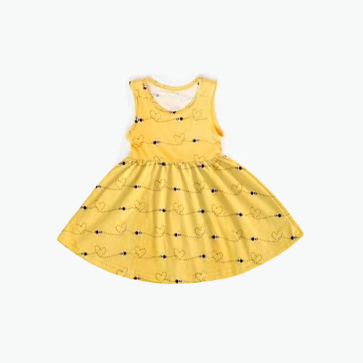 GSD1334 Yellow Girl Summer Design Short Sleeve Children Dresses