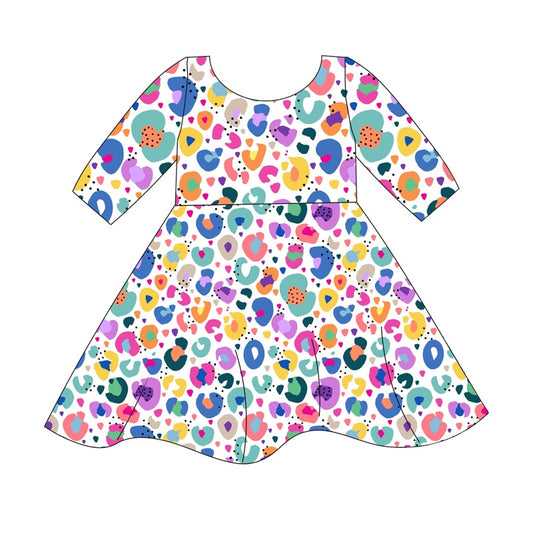 GSD1365 Colorful Long Sleeve Cute Girl Fall Winter Design Short Sleeve Children Dresses