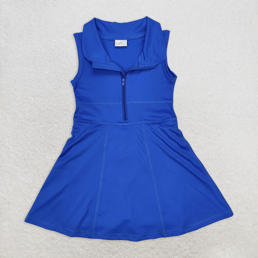 RTS NO MOQ Summer Baby Girls Dresses GSD1381 Royal Blue Athletic Active Wear Knee Length Dresses