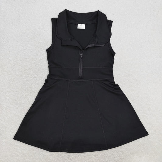 RTS NO MOQ Summer Baby Girls Dresses GSD1428 Black Athletic Active Wear Knee Length Dresses