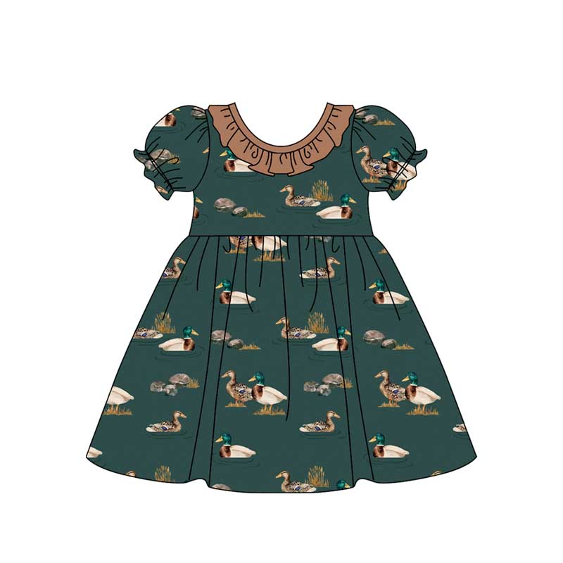 GSD1480 Duck Short Sleeve Cute Girl Spring Fall Boutique Kid Dresses