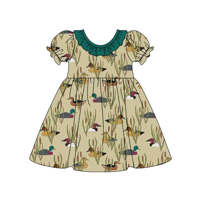 GSD1481 Cute Duck Short Sleeve Cute Girl Spring Fall Boutique Kid Dresses