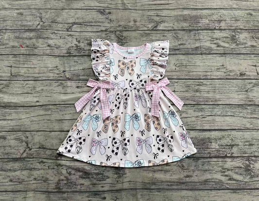 4.2 GSD1640 Flutter sleeves dog pattern bows baby girls dresses
