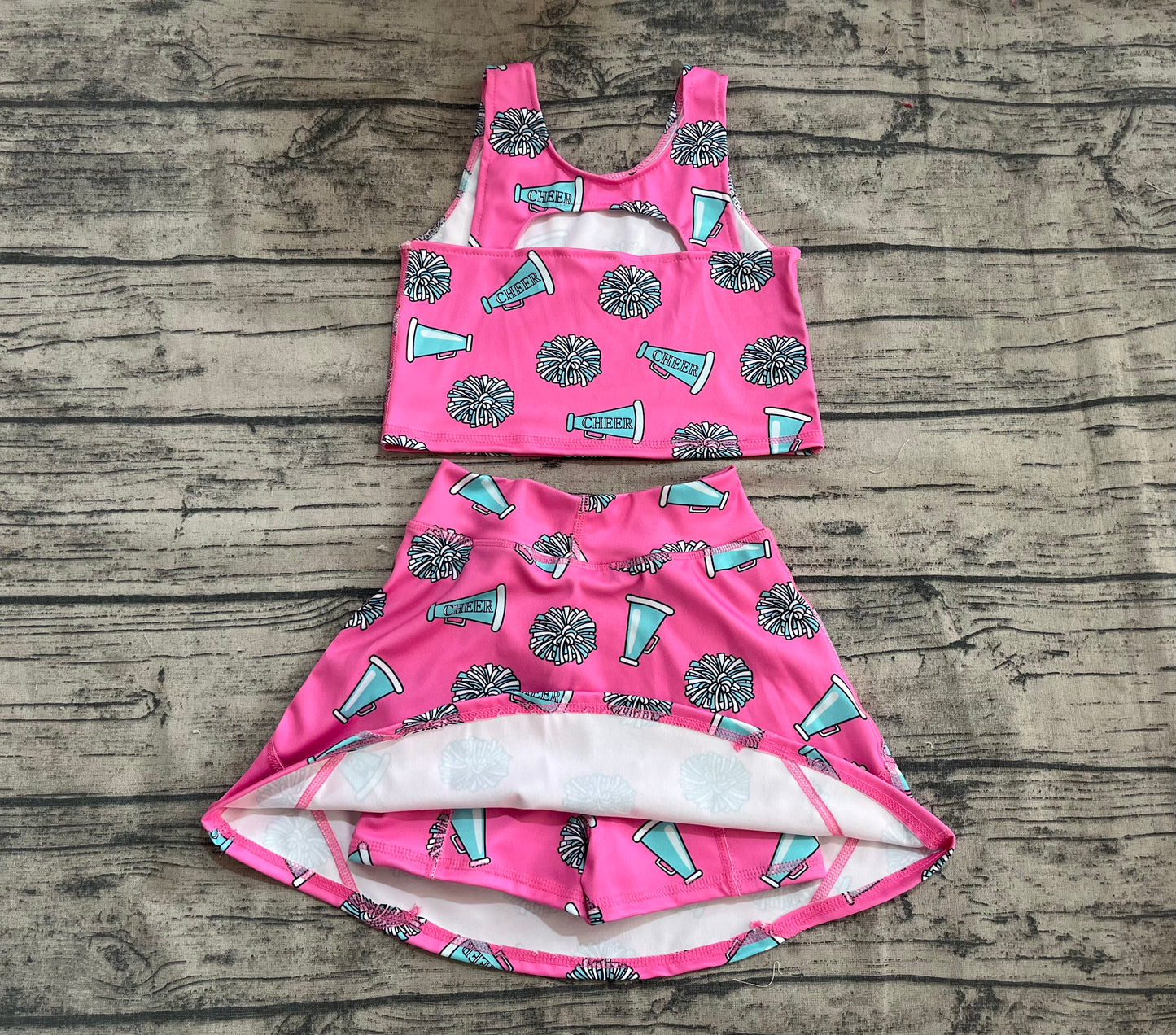 4.18 GSD1924 Baby Girls Pink Cheer Top Skort Yoga Set Pre order