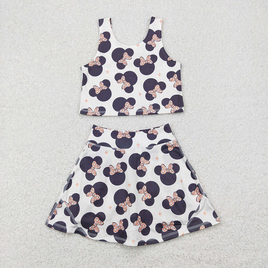 RTS NO MOQ Baby Girls Summer Kids Sets GSD1934 Sleeveless Mouse Top Skort Clothes Sets