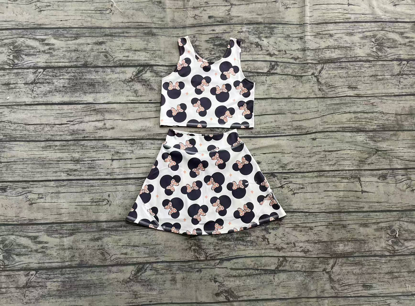 4.2 GSD1934 Baby Girls Cartoon Mouse Top Skort Clothes Sets
