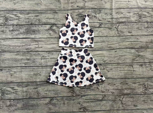 4.2 GSD1934 Baby Girls Cartoon Mouse Top Skort Clothes Sets
