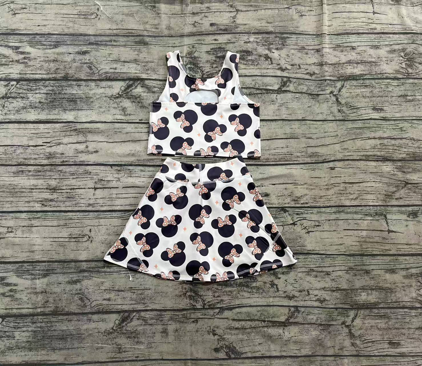 4.2 GSD1934 Baby Girls Cartoon Mouse Top Skort Clothes Sets