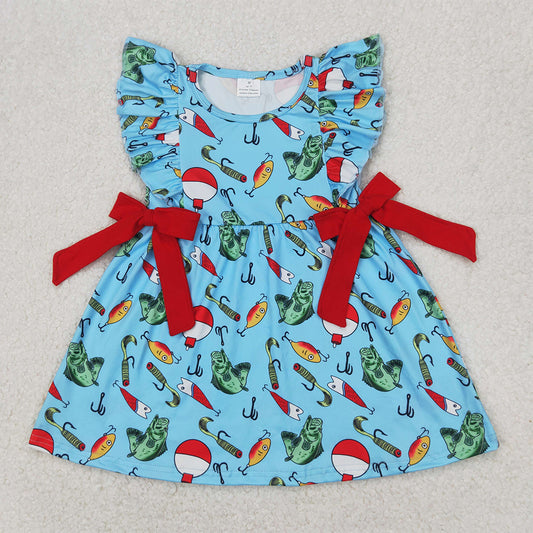 RTS NO MOQ Summer Baby Girls Dresses GSD1953 Fishing Float Bows Knee Length Dresses