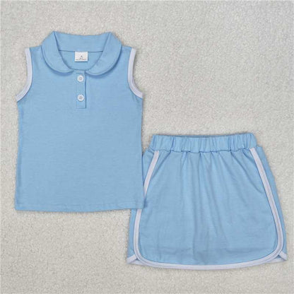 5.24 RTS NO MOQ Summer Sibling Baby Girls Pullover Top Sports Shorts Clothes Sets