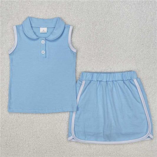 5.24 RTS NO MOQ Summer Sibling Baby Girls Pullover Top Sports Shorts Clothes Sets