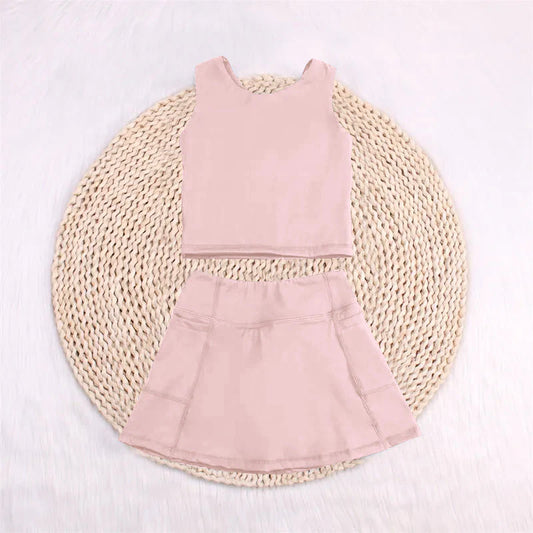 RTS NO MOQ Baby Girls Summer Kids Sets GSD1977 Pink Vest Top Sports Skorts Clothes Sets