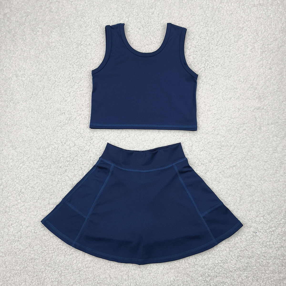 RTS NO MOQ Baby Girls Summer Kids Sets GSD1987 Navy Vest Top Yoga Active Sports Skorts Clothes Sets