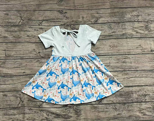 4.2 GSD2011  Short sleeves dolphin seaweed kids girls summer dress