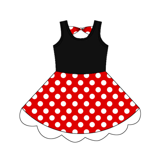 4.16 GSD2037 Baby Girls Black Polka Dots Knee Length Dresses Pre order