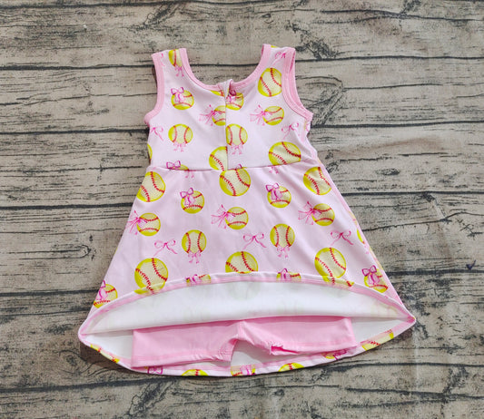 4.19 GSD2048 Baby Girls Softball Bow Athletic Active Wear Knee Length Dresses Pre order