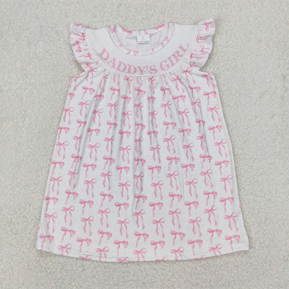 RTS NO MOQ Summer Sibling  Baby Girls Daddy's Girl Bows Rompers Dresses