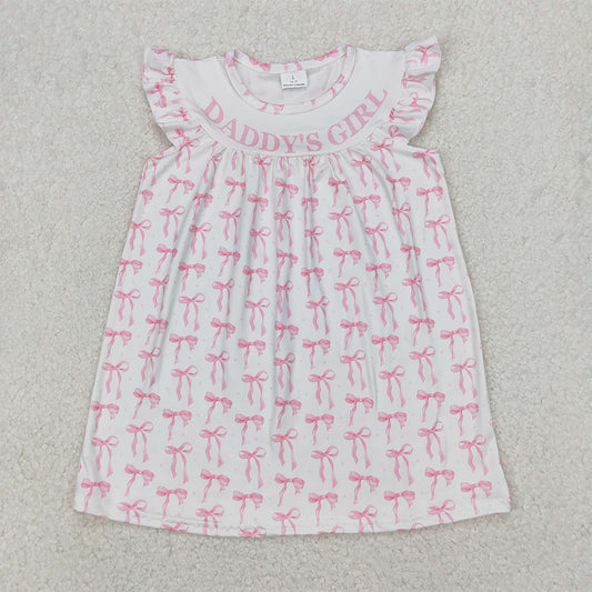 RTS NO MOQ Summer Sibling  Baby Girls Daddy's Girl Bows Rompers Dresses