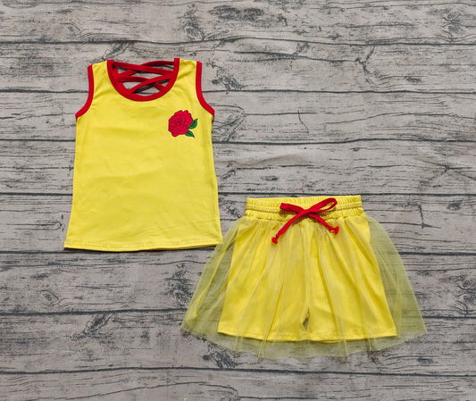 4.11  GSD2070 Baby Girls Rose Flowers Princess Shirt Skirt Clothes Sets Pre order