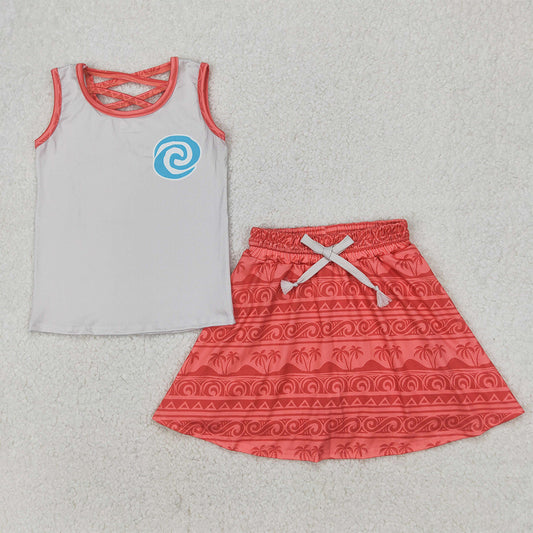 RTS NO MOQ Summer Sibling  Baby Girls Sleeveless Top Short Skirt Shorts Clothing Set