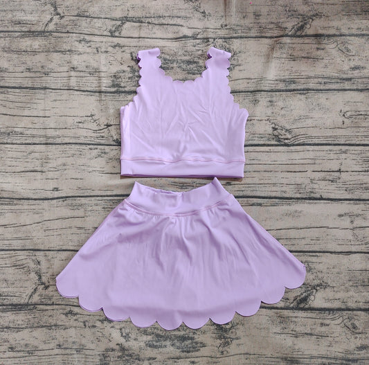 4.30 GSD2095 Baby Girls Lavender Yoga Vest Skirt Active Wear Clothes Sets Preorder