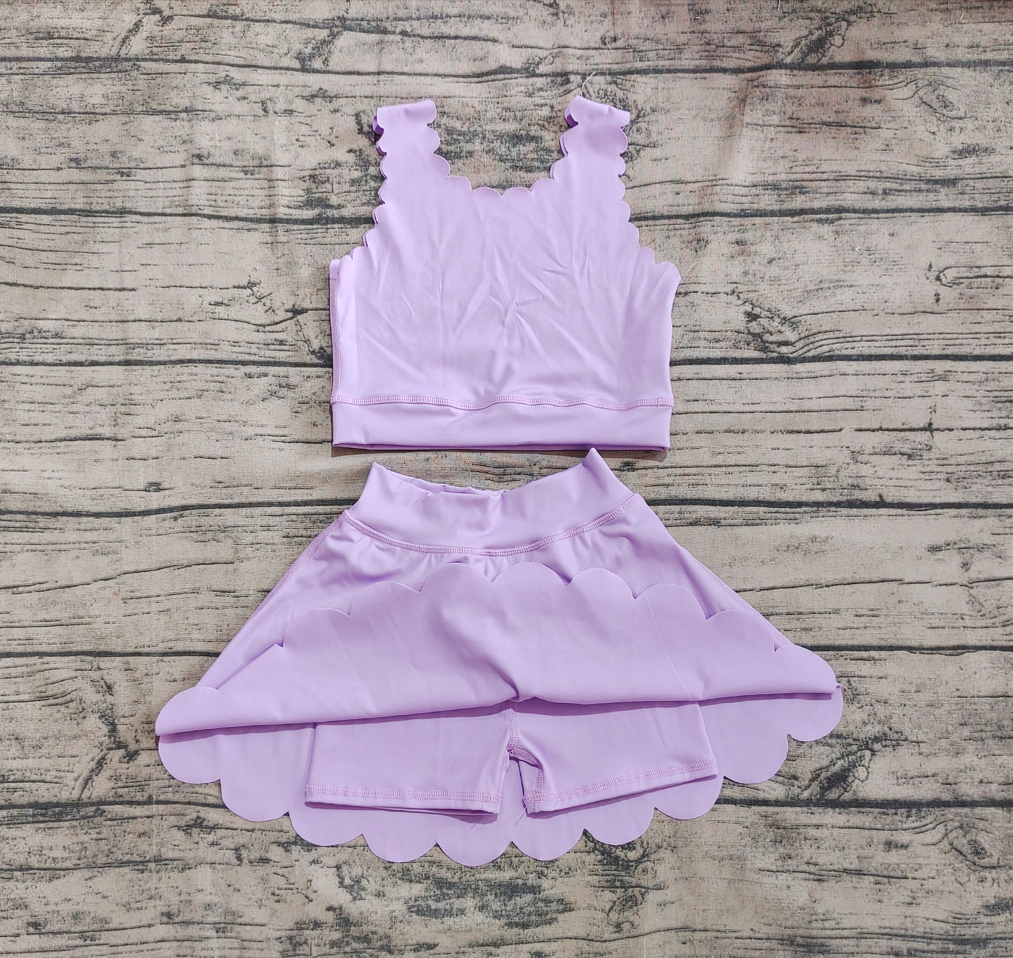 4.30 GSD2095 Baby Girls Lavender Yoga Vest Skirt Active Wear Clothes Sets Preorder