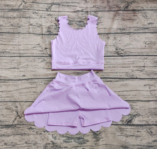 4.30 GSD2095 Baby Girls Lavender Yoga Vest Skirt Active Wear Clothes Sets Preorder