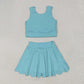 7.1 RTS NO MOQ Baby Girls Summer Kids Sets GSD2096 Aqua Yoga Vest Skirt Active Wear Clothes Sets
