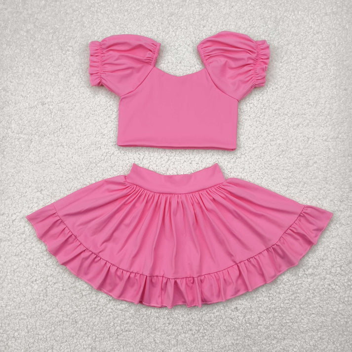 RTS NO MOQ Summer Sibling Baby Girls Lavender Yoga Shirt Skort Active Wear Clothes Sets
